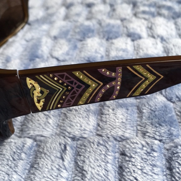 Nicole Miller Henna Brown Tribal Pattern Sunglasses Bain De Soleil - Picture 6 of 7